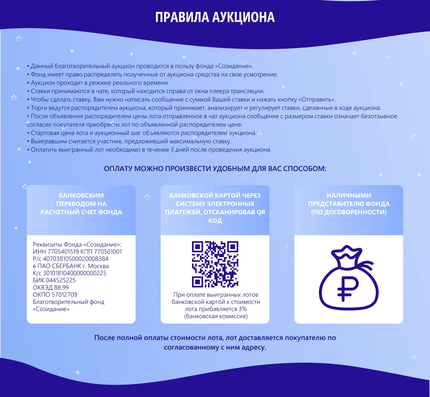 Правила аукциона и способы оплаты